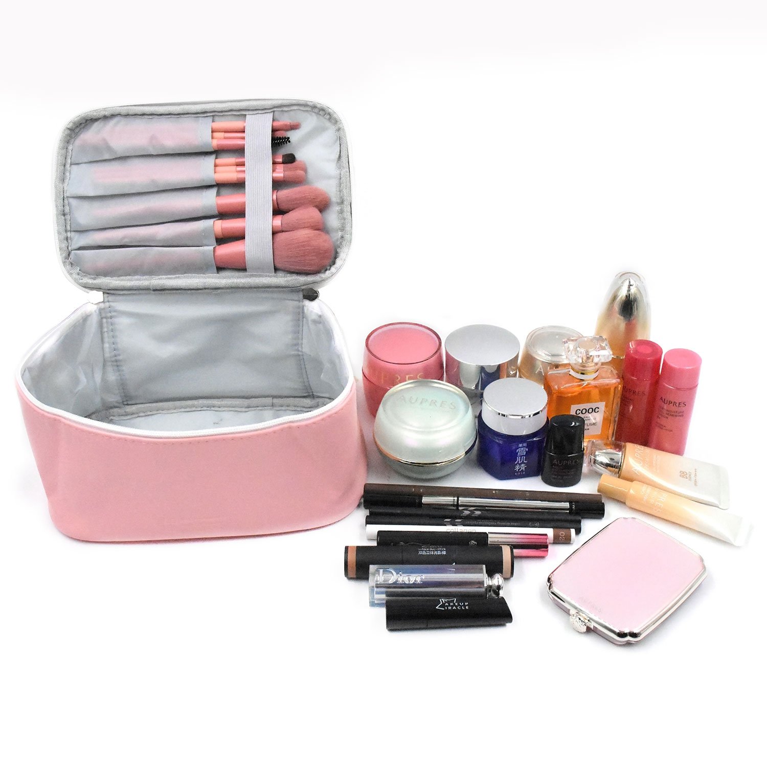 Luxury Private Label Pink Travel Large Capacity Professional Makeup Cosmetic Toiletry Bag