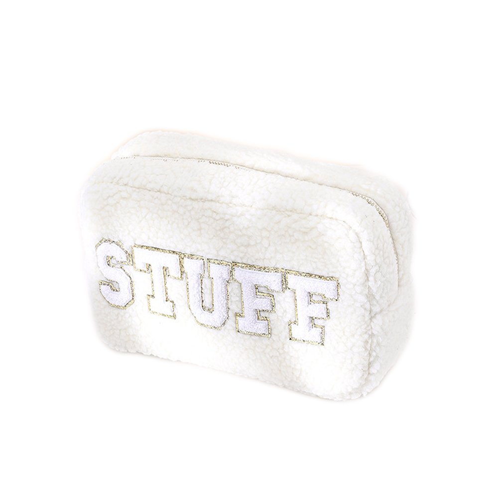 Winter Friendly Quilted Towel Plush Cloth Pouch Checkered Pattern Makeup Bag Waffle Cloth Cosmetic Bag