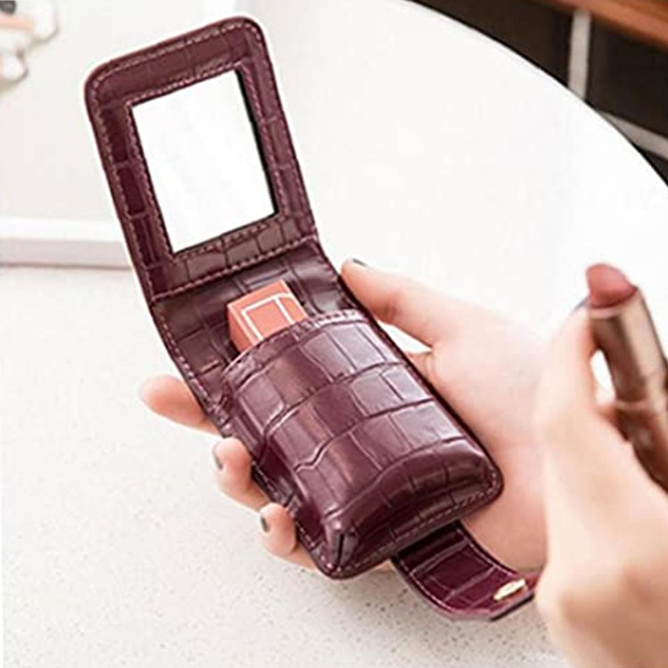 Custom Red Portable Mini Crocodile Leather Jewelry Lipsticks Women MakeUp Box Bag Packaging Organizers