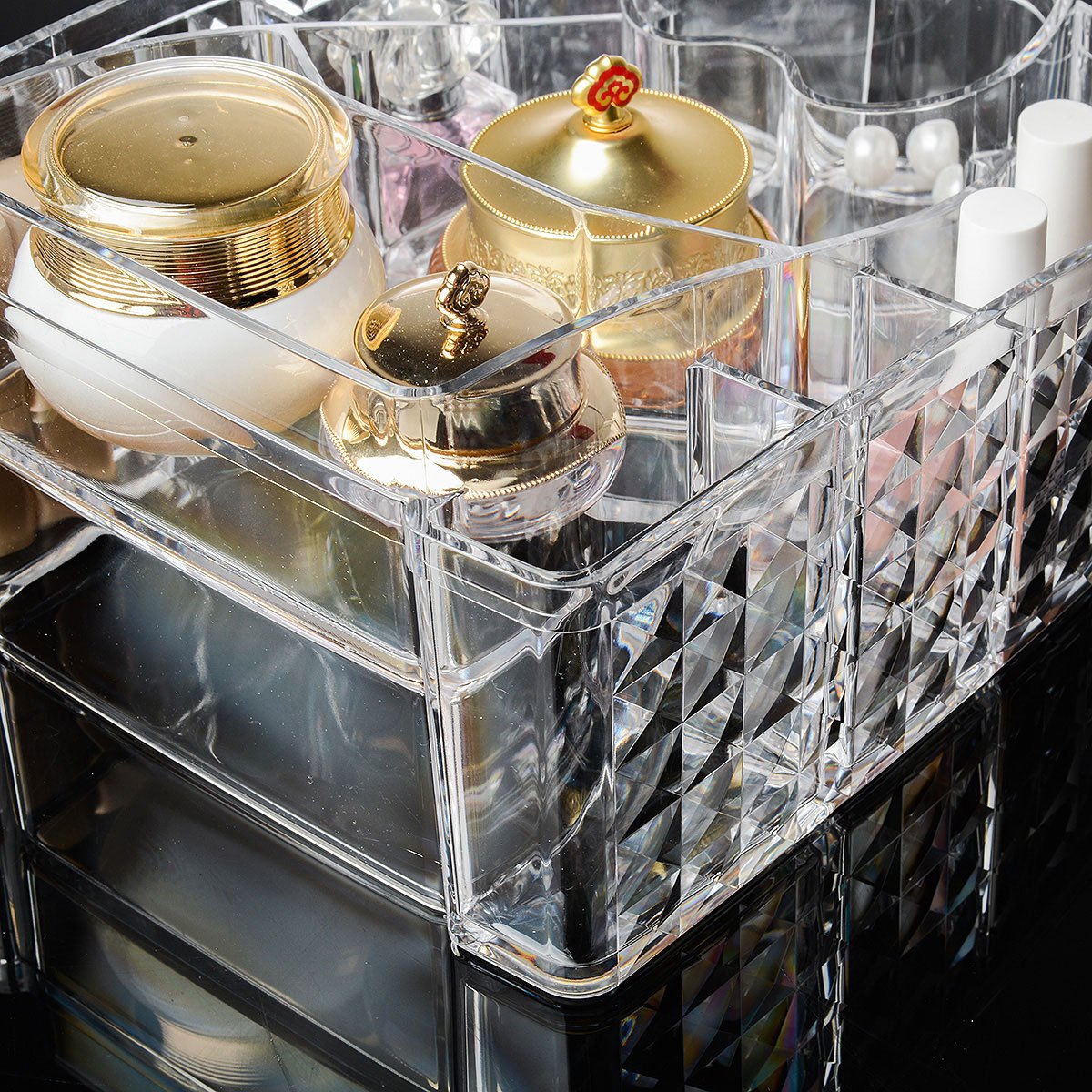 Acrylic Clear Stackable MakeUp Brush Holder Organizers Counter Cosmetic Lipstick Display Cases Skin Care Vanity With wholesale