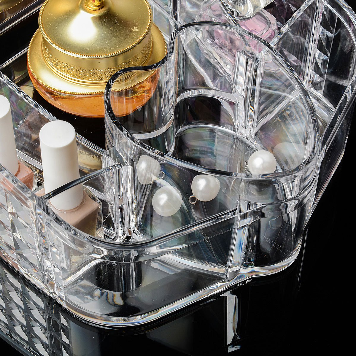 Acrylic Clear Stackable MakeUp Brush Holder Organizers Counter Cosmetic Lipstick Display Cases Skin Care Vanity With wholesale