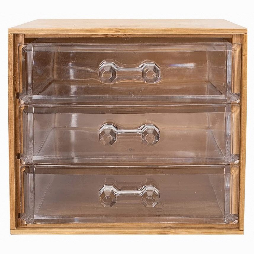 Hot-selling Bamboo Makeup Organizer pretty Storage Boxes For Girls cosmetics Storage Box Drawer