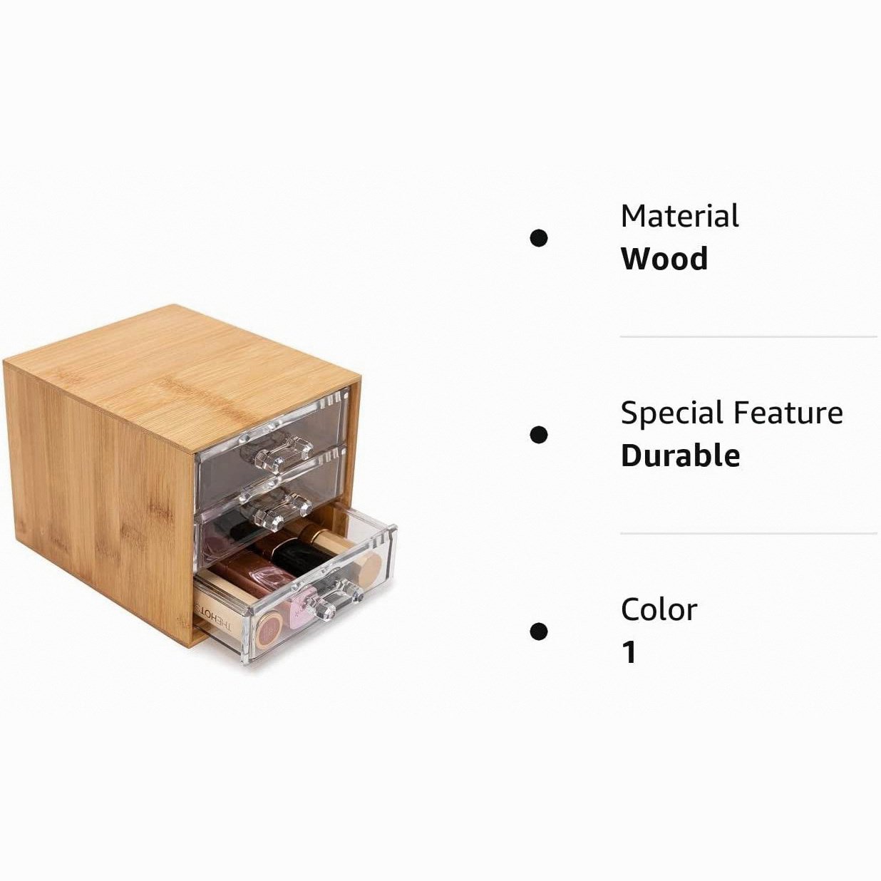 Hot-selling Bamboo Makeup Organizer pretty Storage Boxes For Girls cosmetics Storage Box Drawer