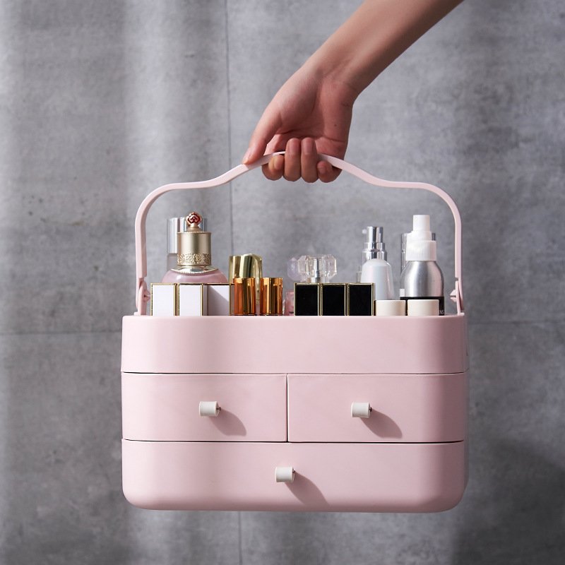 Vanity Countertop Drawer Make Up Makeup Organizer Beauty Skin Care Bin Travel Portable Cosmetic Storage Box with Mirror