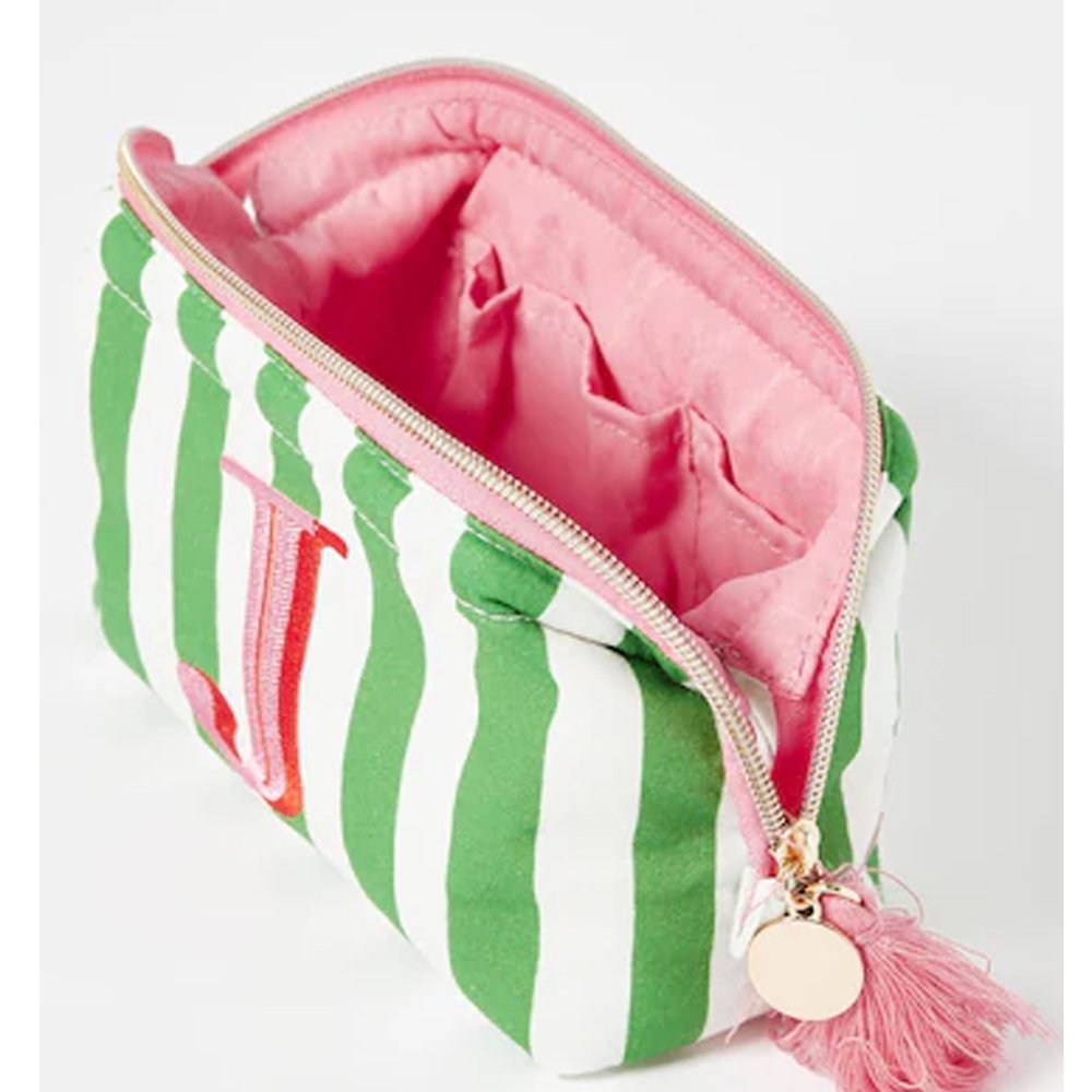 High Quality Custom Oxford Fabric Striped Traveling Cosmetic Bag Storage Organizers Makeup Pouch