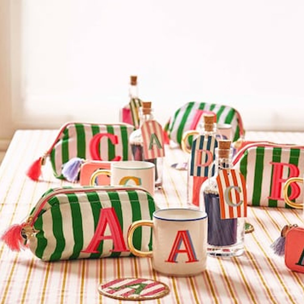High Quality Custom Oxford Fabric Striped Traveling Cosmetic Bag Storage Organizers Makeup Pouch