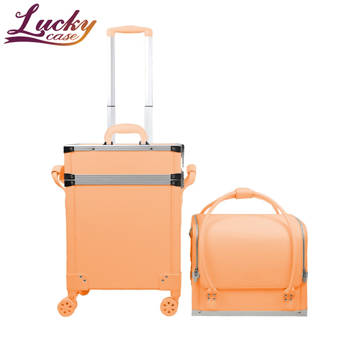 3 in 1 Professional Makeup Case Organizer PU Leather Rolling Cosmetic Case Makeup Artist Travel Train Case