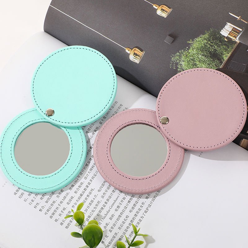High Quality Leather Pocket Small Mirror Cute Makeup Mirror
