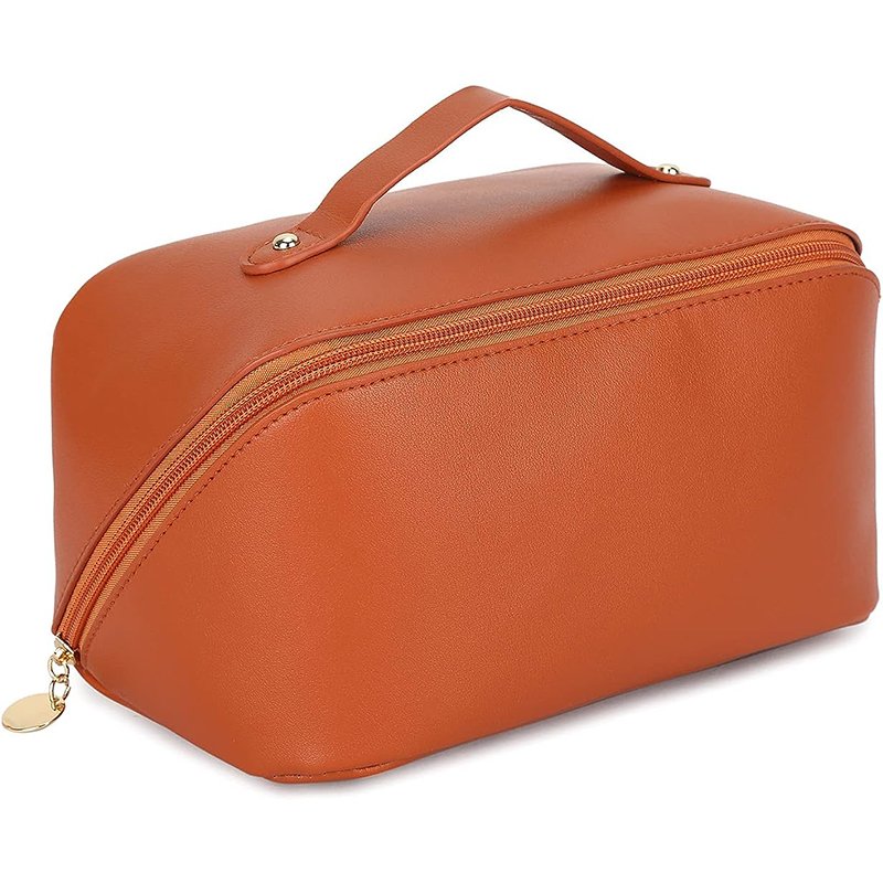 Large Capacity Storage Organ Pillow Makeup BagTravel Cosmetic Bag Pu Leather Makeup Bag with Handle