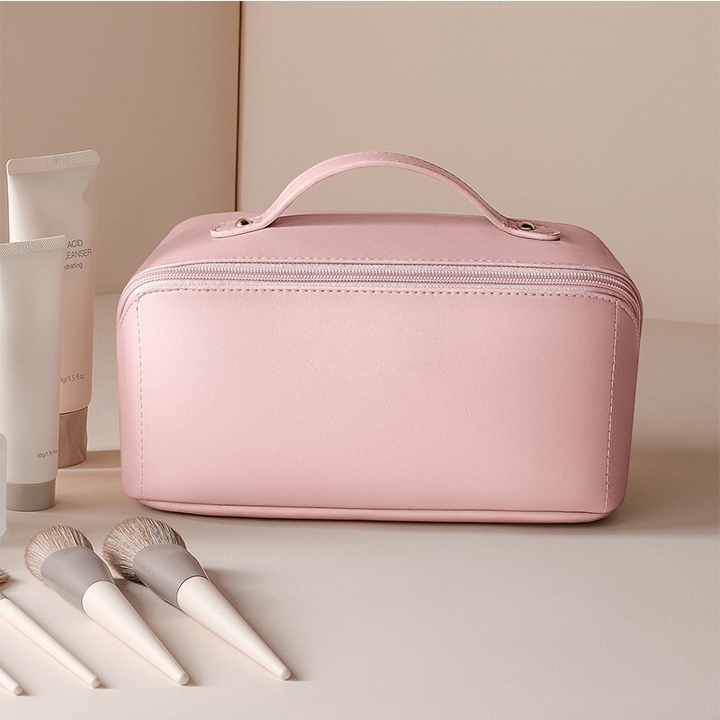 Large Capacity Storage Organ Pillow Makeup BagTravel Cosmetic Bag Pu Leather Makeup Bag with Handle
