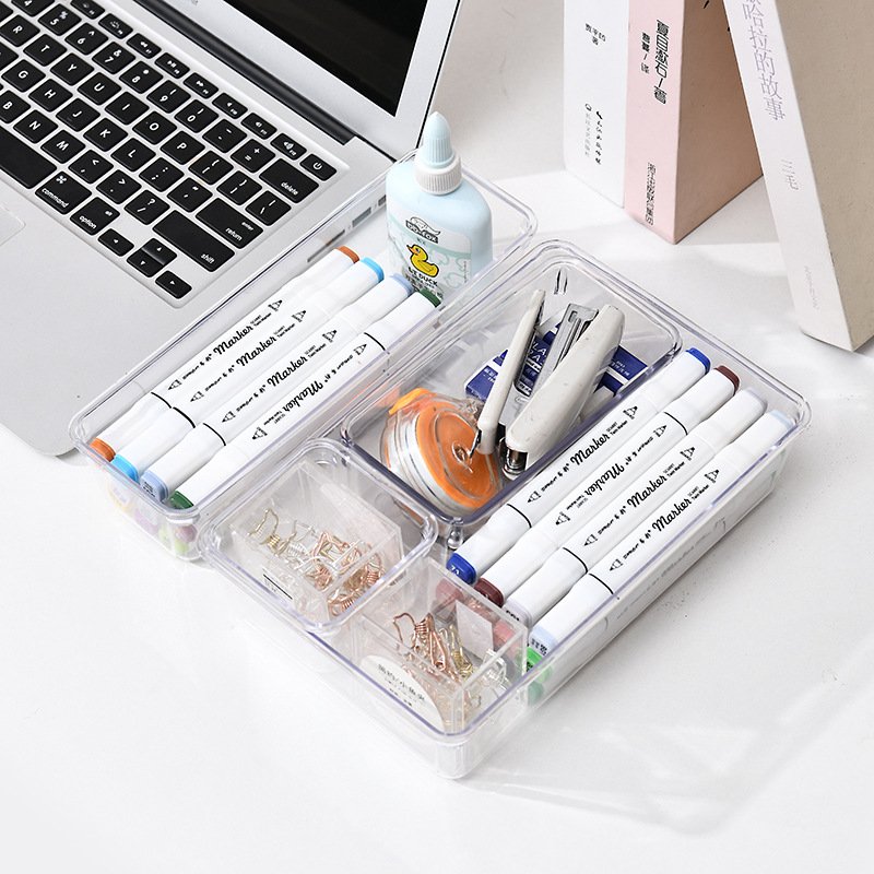 16 pcs Desk Drawer Organizer Trays 5 Different Sizes Large Capacity Plastic Makeup Bins Kitchen bathroom Drawer Organizers