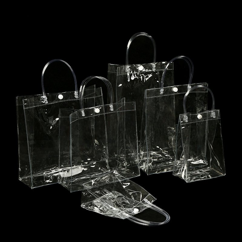 Customized Logo Cosmetic Bag ClearTransparent Pvc Shopping Pvc Transparent Tote Gifts Bag For Gift And Promotional