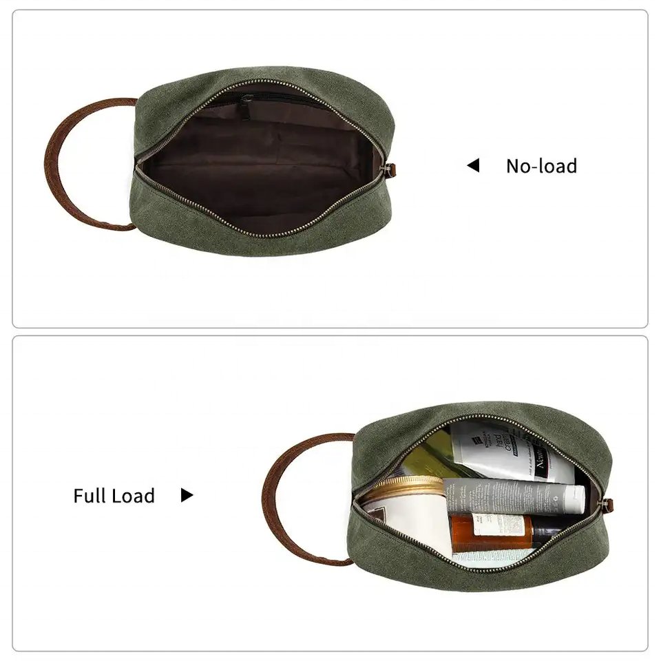 Toiletry Kit Pouch Customized Oem Travel Cotton Canvas Makeup Wash Bag Mens Grooming Bag