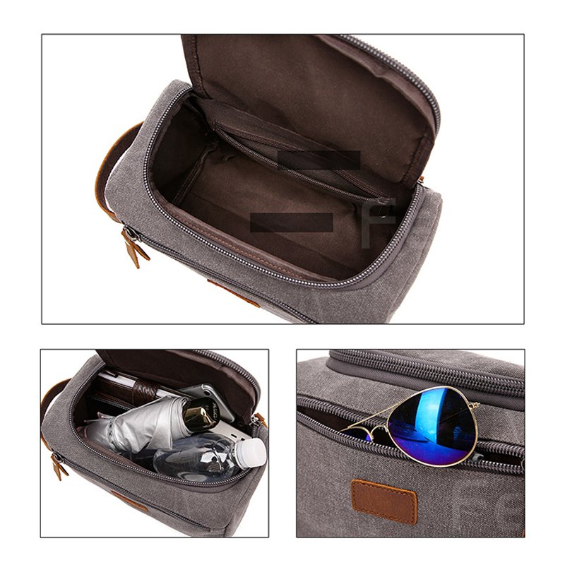 Canvas toiletry bag for men wash shaving dopp kit women travel makeup cosmetic pouch bags case organizer
