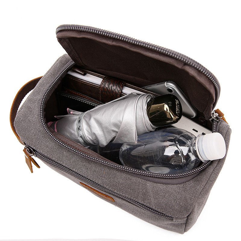 Canvas toiletry bag for men wash shaving dopp kit women travel makeup cosmetic pouch bags case organizer