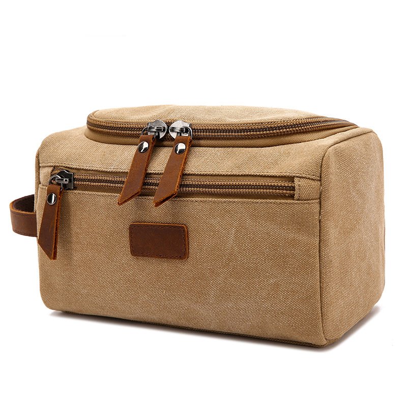 Canvas toiletry bag for men wash shaving dopp kit women travel makeup cosmetic pouch bags case organizer