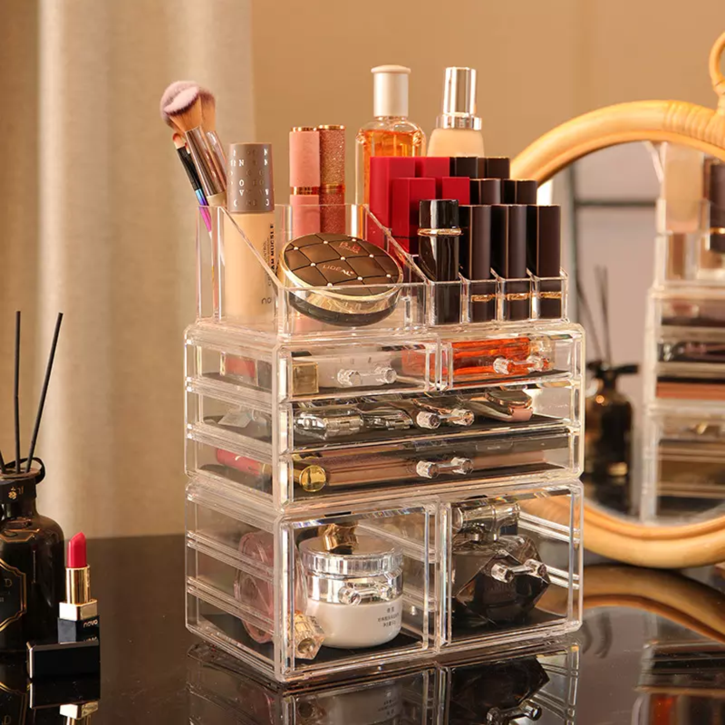 Wholesale Desk Clear Lipstick Cosmetic Makeup Organizers Jewelry Box Brush Eyelash Storage Drawer Acrylic Organizer