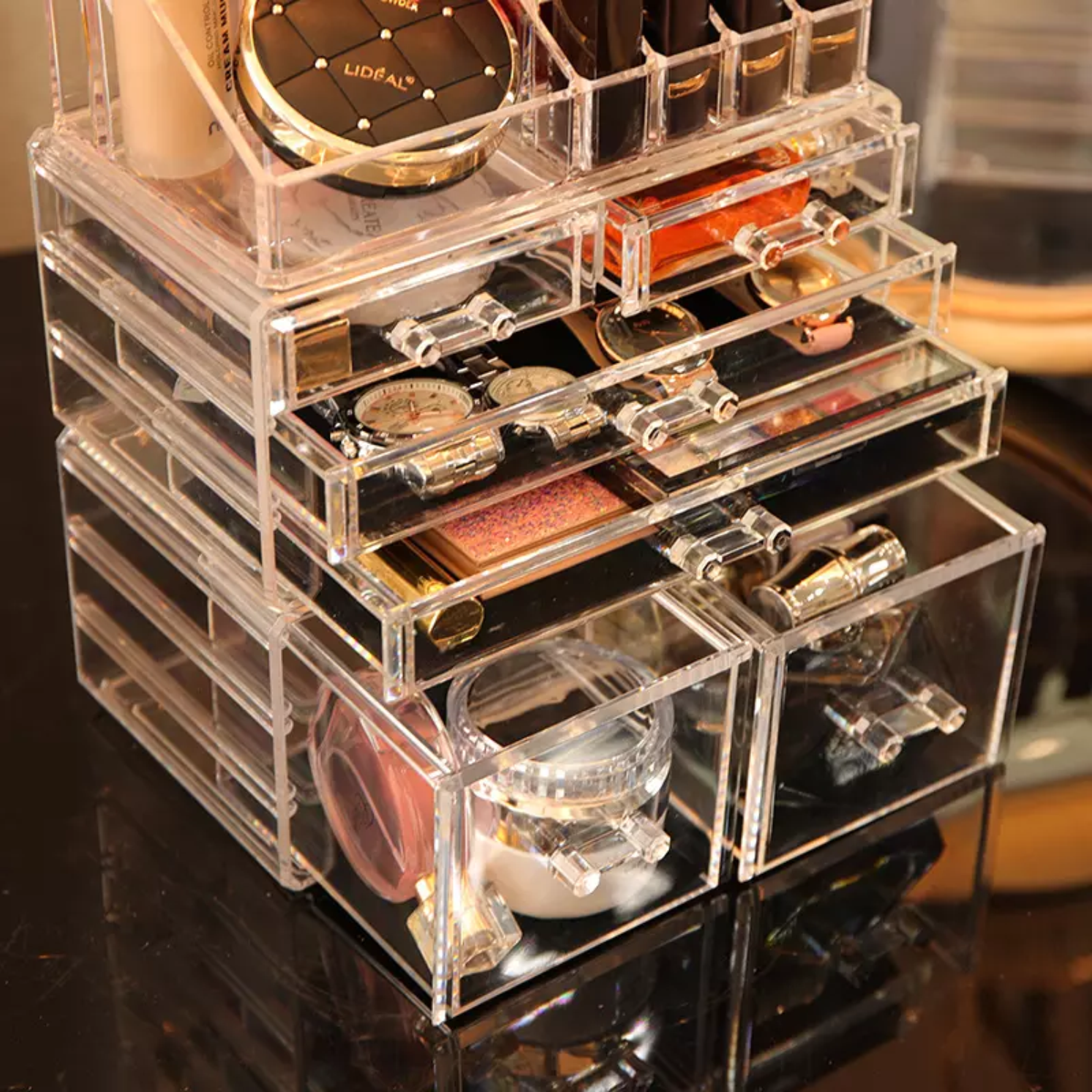 Wholesale Desk Clear Lipstick Cosmetic Makeup Organizers Jewelry Box Brush Eyelash Storage Drawer Acrylic Organizer