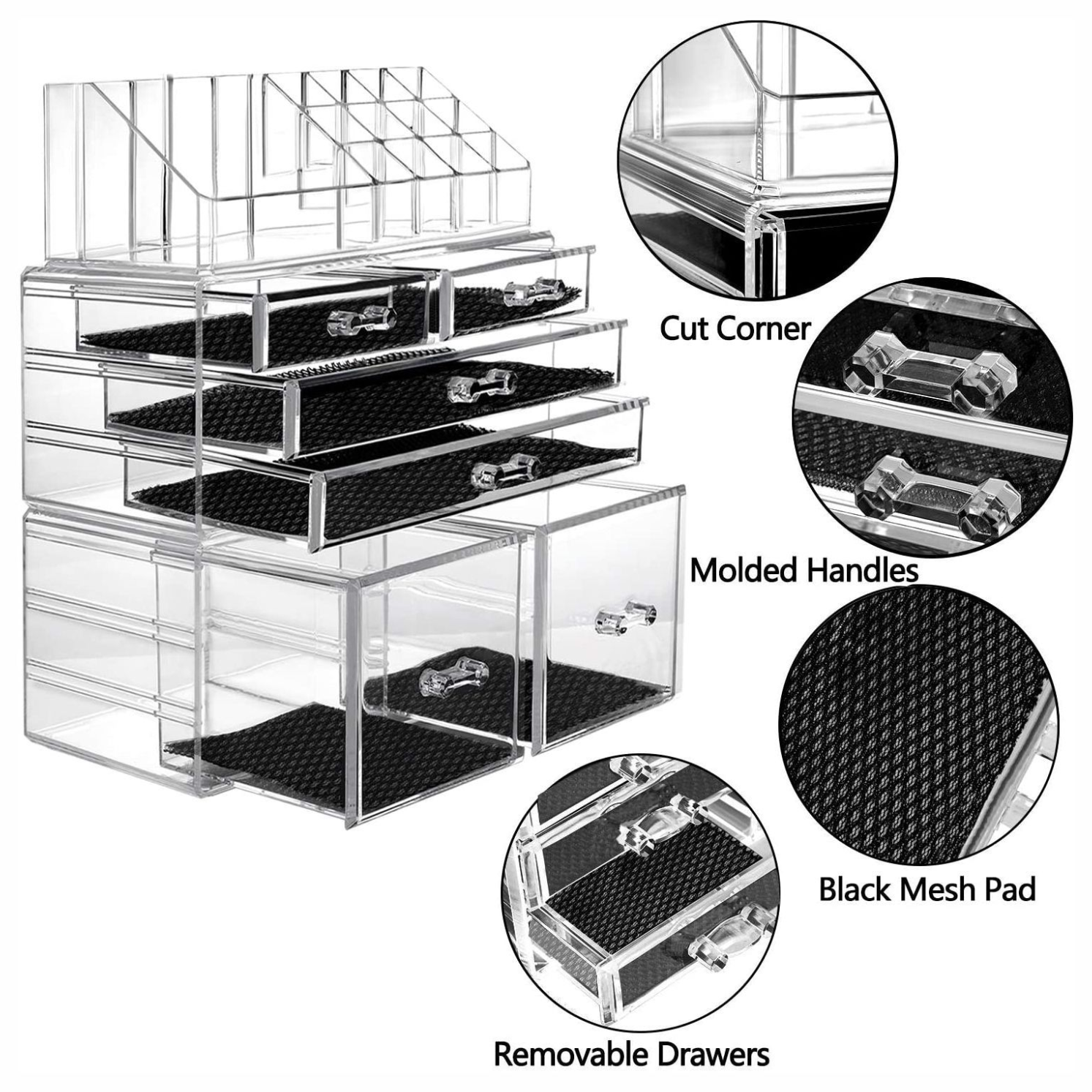 Wholesale Desk Clear Lipstick Cosmetic Makeup Organizers Jewelry Box Brush Eyelash Storage Drawer Acrylic Organizer