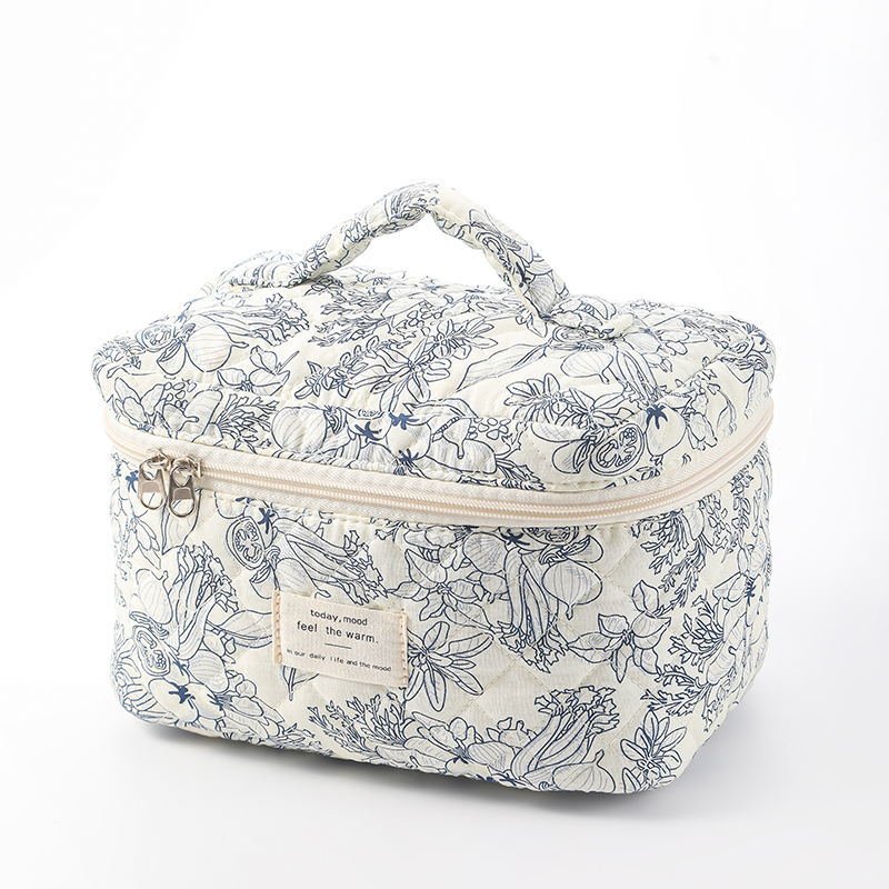 Three-piece floral large travel cotton cosmetic bag wholesale custom soft ladies travel fashion cosmetic bag