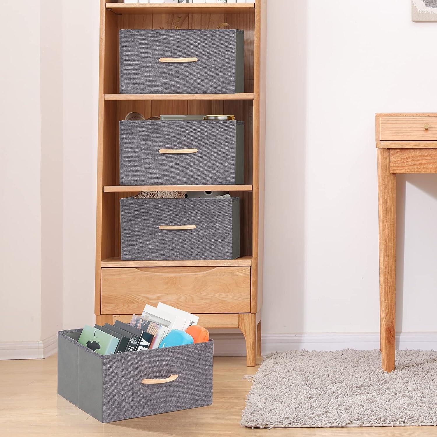 Foldable Storage Bins Cubes Baskets Containers Closet Bedroom Drawers Organizers with Handles for Home Fabric Clothing Organizer