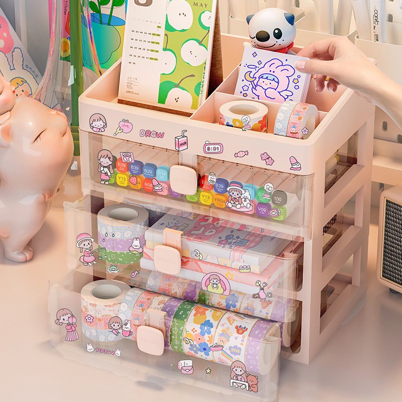 Plastic space saver Lipstick Holder makeup basket organizer with dividers with drawers Cosmetic Storage Box