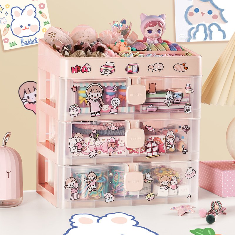 Plastic space saver Lipstick Holder makeup basket organizer with dividers with drawers Cosmetic Storage Box