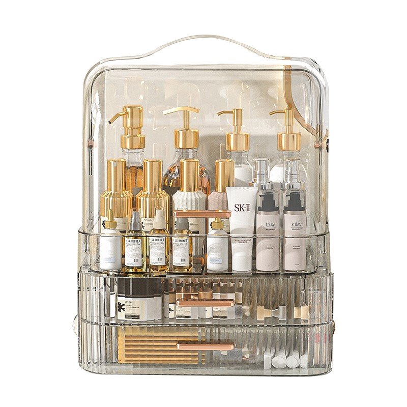Vanity Desk Clear Dresser Countertop Acrylic Makeup Organizer Cosmetics Jewelry Organization Storage Case Plastic Skincare box