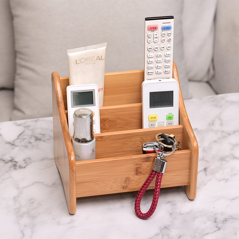 Desktop Organizer Bamboo Desk Makeup Organizer Storage Box Desktop Boxes