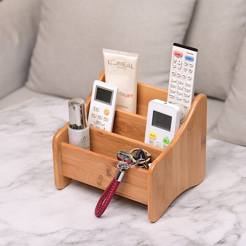 Desktop Organizer Bamboo Desk Makeup Organizer Storage Box Desktop Boxes