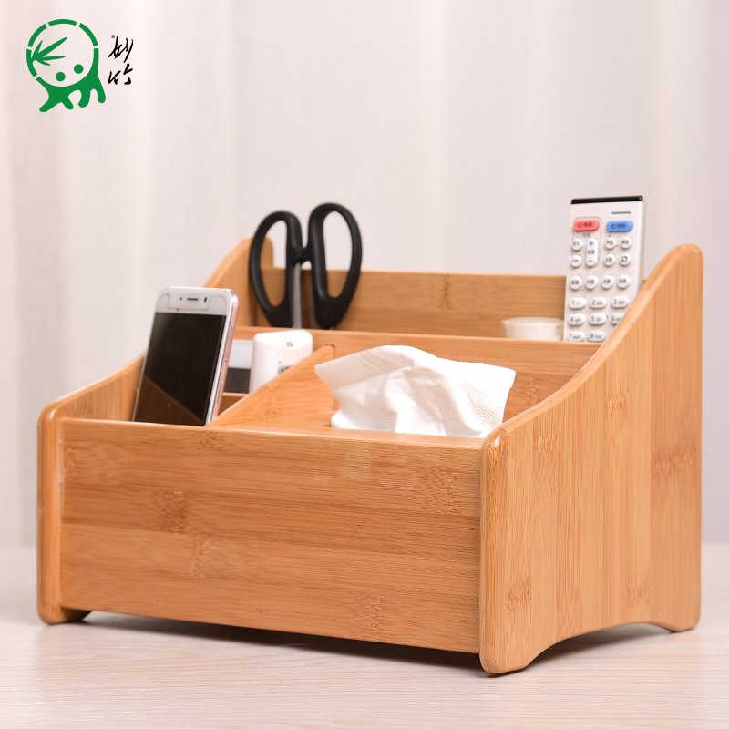 Desktop Organizer Bamboo Desk Makeup Organizer Storage Box Desktop Boxes