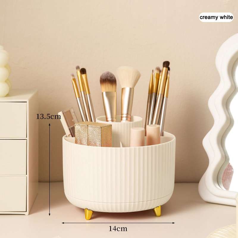 360° Rotating Makeup Brush Holder Organizer Make Up Brushes Cup For Vanity 5 Slot Spinning Makeup Organizers For Cosmetics, Pen