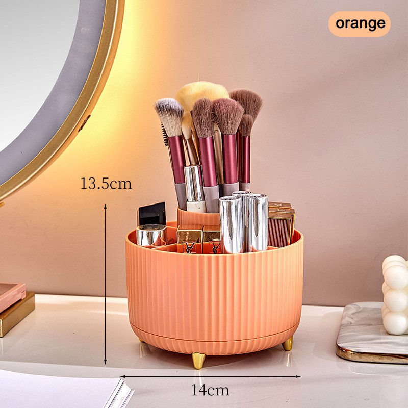 360° Rotating Makeup Brush Holder Organizer Make Up Brushes Cup For Vanity 5 Slot Spinning Makeup Organizers For Cosmetics, Pen