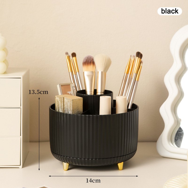 360° Rotating Makeup Brush Holder Organizer Make Up Brushes Cup For Vanity 5 Slot Spinning Makeup Organizers For Cosmetics, Pen