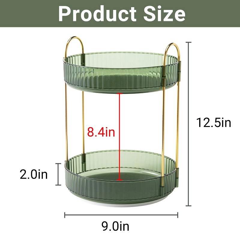 360 Rotating Makeup Organizer 2 Tier Large Capacity Cosmetics Skincare Organizers Bathroom Countertop Organizer