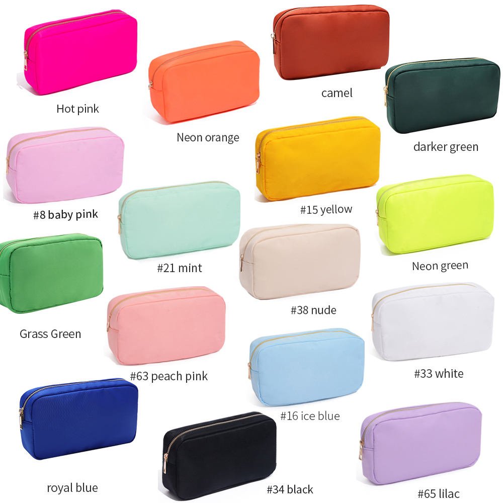 Nylon Fashion Trend Makeup Bag Custom LOGO Bright Colors Toiletry Travel Bag with Zipper Closure