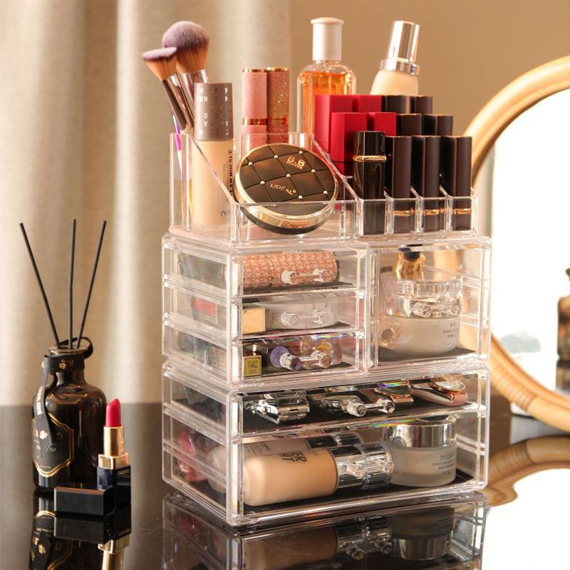 Choice Fun Large Capacity Stackable Beauty Makeup Organizer Holder Plastic Clear Acrylic Cosmetic Storage Drawers
