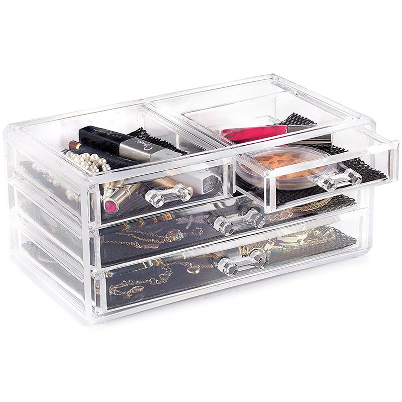 Choice Fun Large Capacity Stackable Beauty Makeup Organizer Holder Plastic Clear Acrylic Cosmetic Storage Drawers