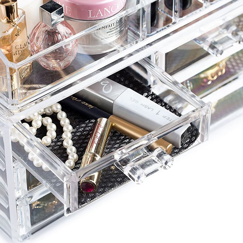 Choice Fun Large Capacity Stackable Beauty Makeup Organizer Holder Plastic Clear Acrylic Cosmetic Storage Drawers