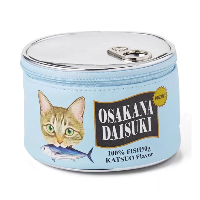Cute Cat Fish Cartoon Storage Bag Fashionable PU Cosmetic Case with Zipper Closure for Organizing Makeup & Sardines in Cans