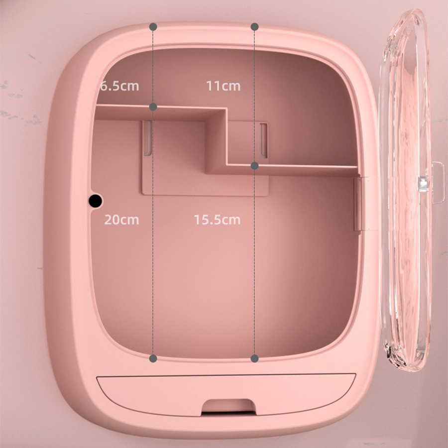 Modern Square Plastic Makeup Organizer Dustproof Folding PP Cosmetic Storage Box New Design Home Office Bedroom Food Aluminum