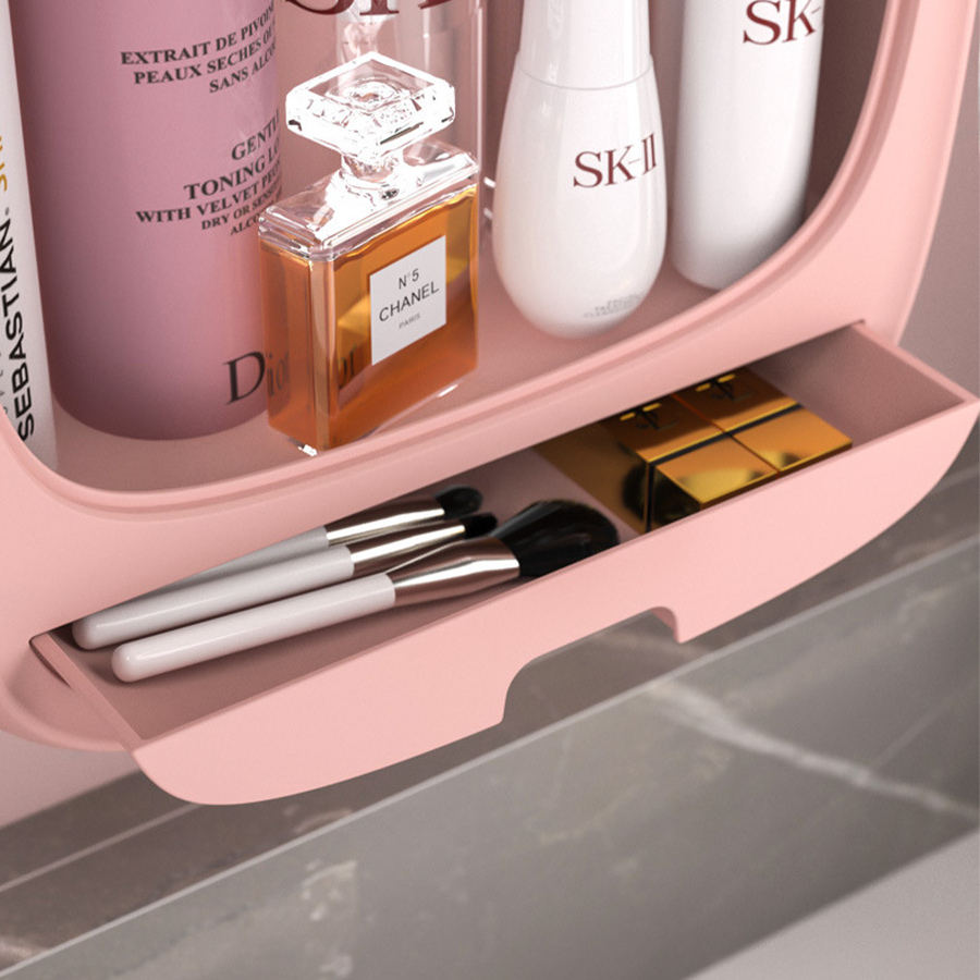 Modern Square Plastic Makeup Organizer Dustproof Folding PP Cosmetic Storage Box New Design Home Office Bedroom Food Aluminum