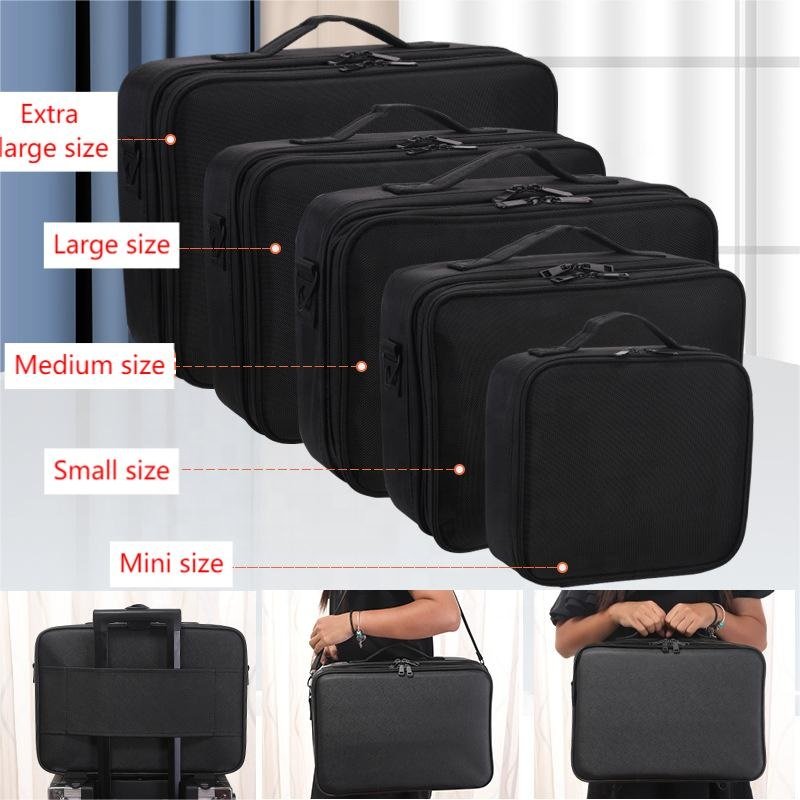 Large Professional Makeup Bag Travel Cosmetic Train Case Makeup Brush Organizer With Mirror 3 Layers Artist Make Up Bag