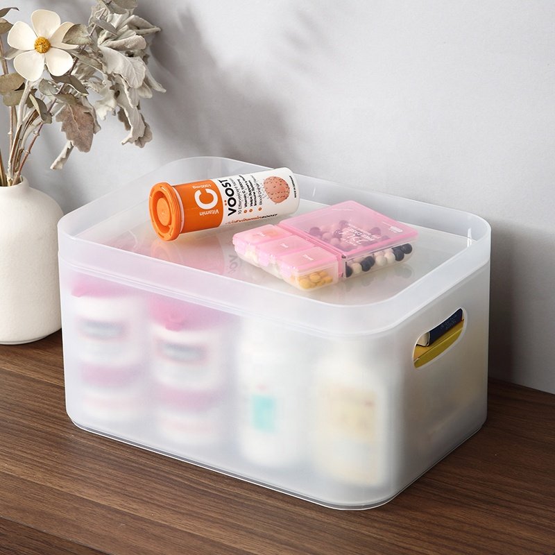 Multipurpose PP stackable waterproof frosted white plastic desk cosmetic makeup medicine drawer storage box
