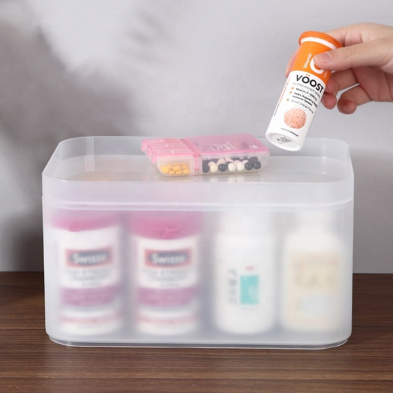 Multipurpose PP stackable waterproof frosted white plastic desk cosmetic makeup medicine drawer storage box