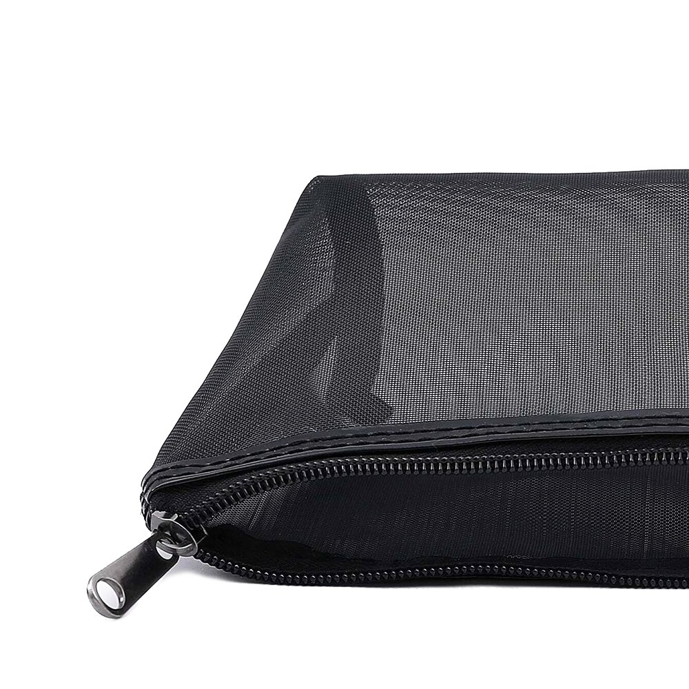 Mesh Cosmetic Bag Black Mesh Zipper Pouch for Offices Travel Accessories