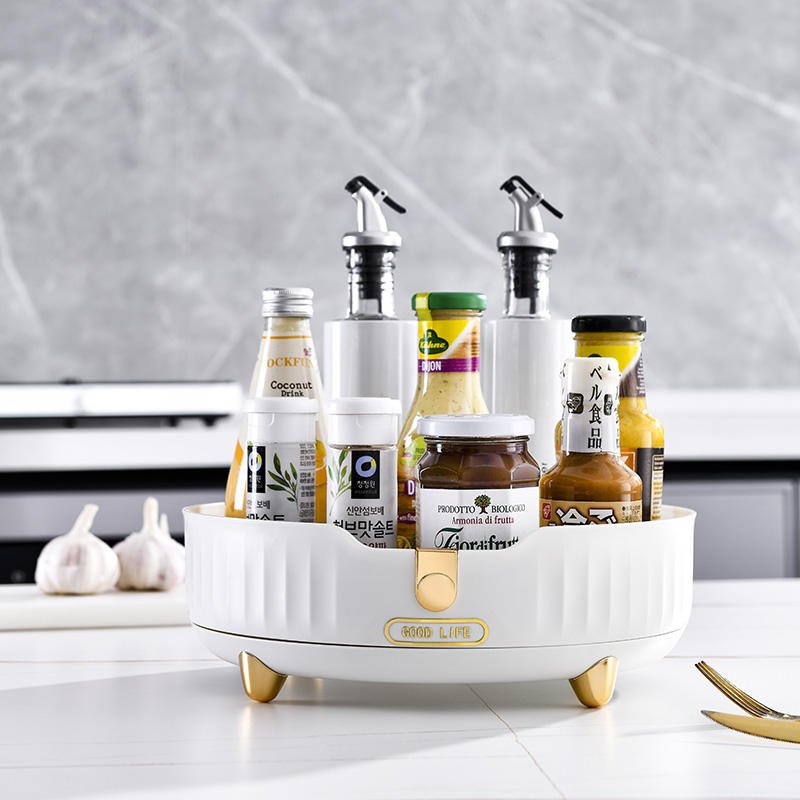 360 Rotation Non-skid Pantry Cabinet Lazy Turntable Cosmetics Storage Tray Rotating Organizer For Kitchen Seasoning