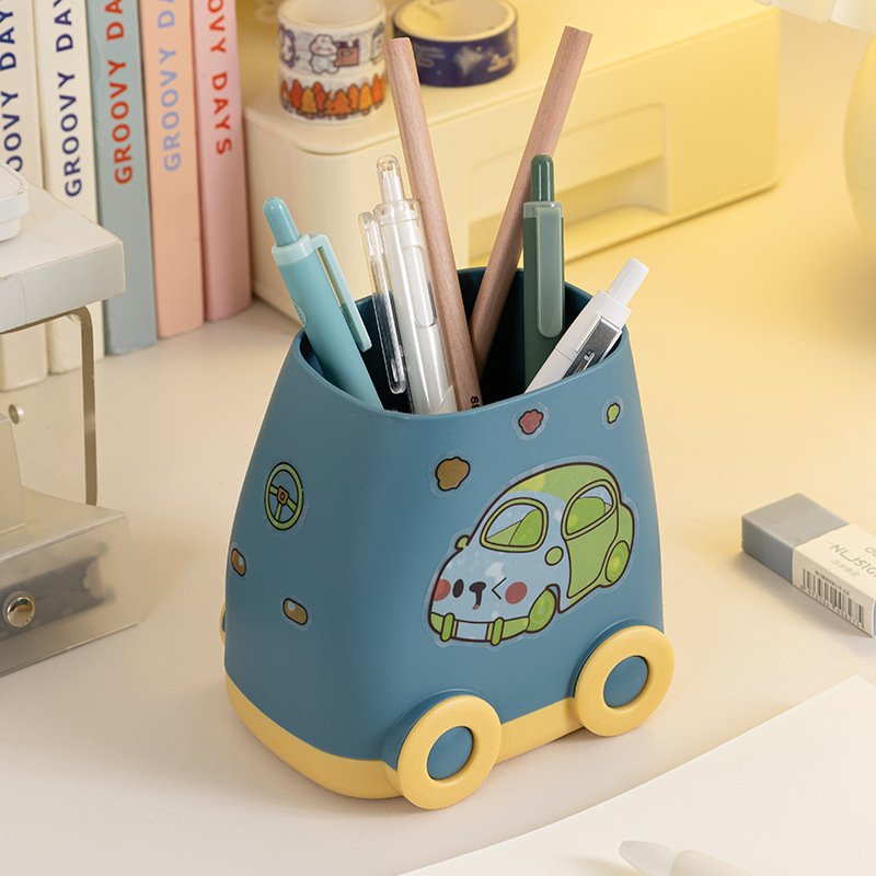 Kids Pen holder Cute Car Pen Cup Holder Desktop Stationery Organizer Office School Home Supply Study Space Storage