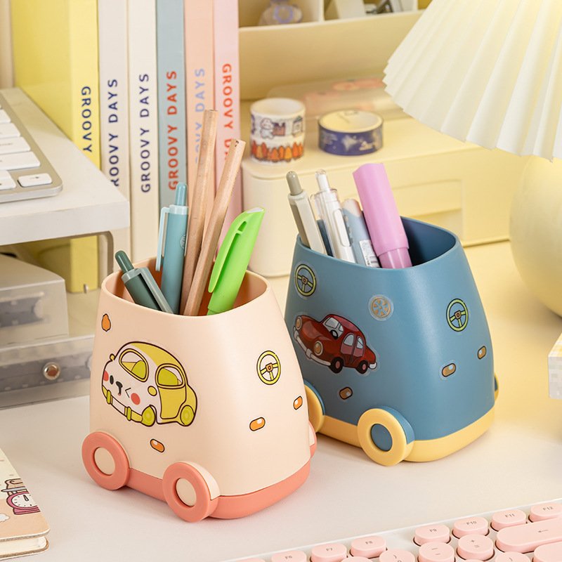Kids Pen holder Cute Car Pen Cup Holder Desktop Stationery Organizer Office School Home Supply Study Space Storage