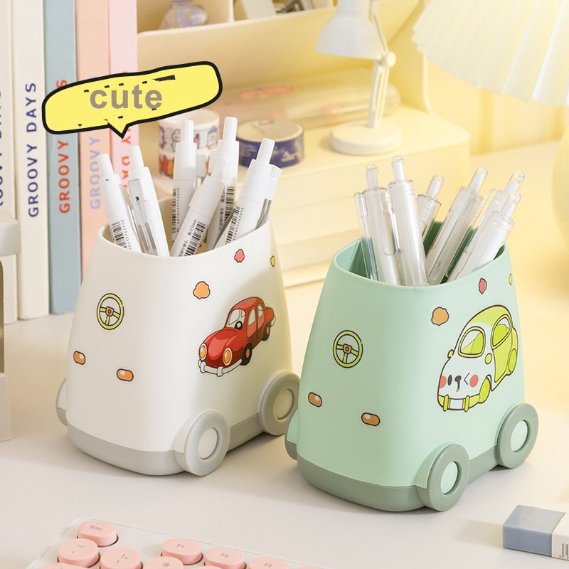 Kids Pen holder Cute Car Pen Cup Holder Desktop Stationery Organizer Office School Home Supply Study Space Storage